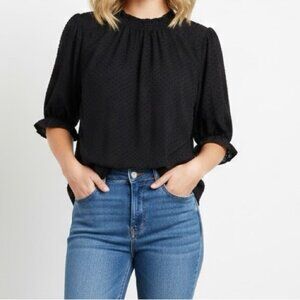 Madewell Clipdot Mock Neck Ruffle Top